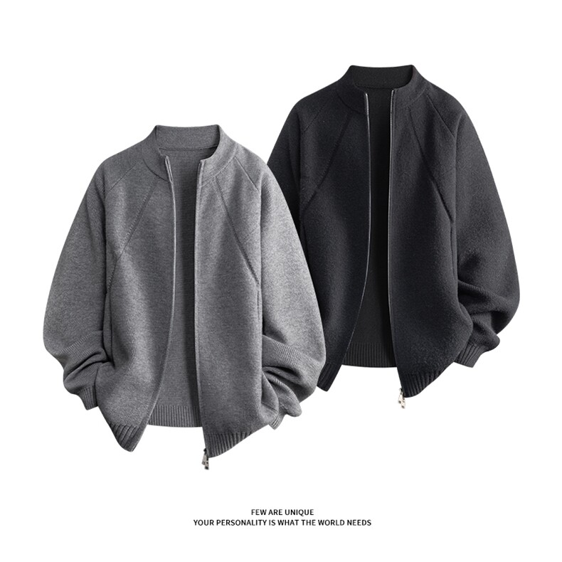 韩系cleanfit灰色开衫毛衣高级感双拉链针织衫5Q1136-TP65控118图片