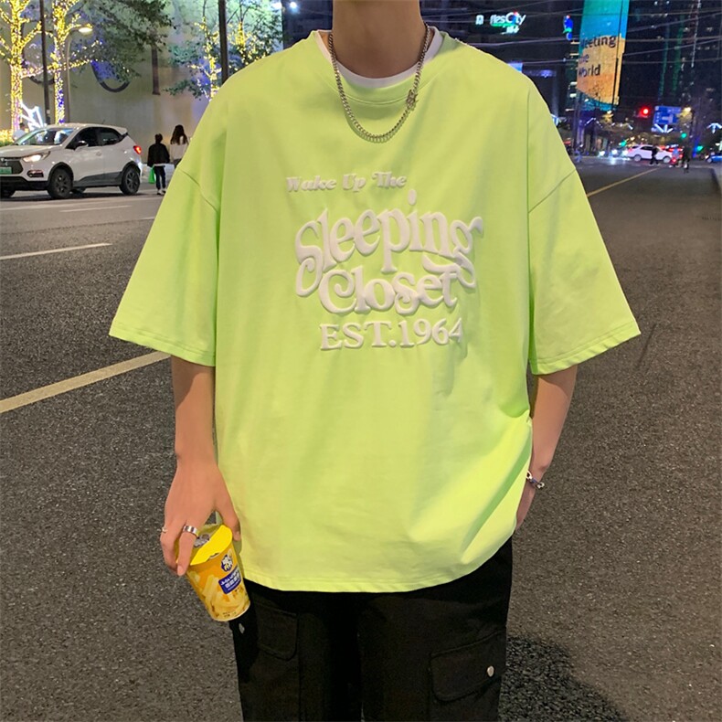 短袖t恤男士夏季装美式宽松上衣服潮牌潮流2023新款T0160-P40,男装T恤,星座308B-2