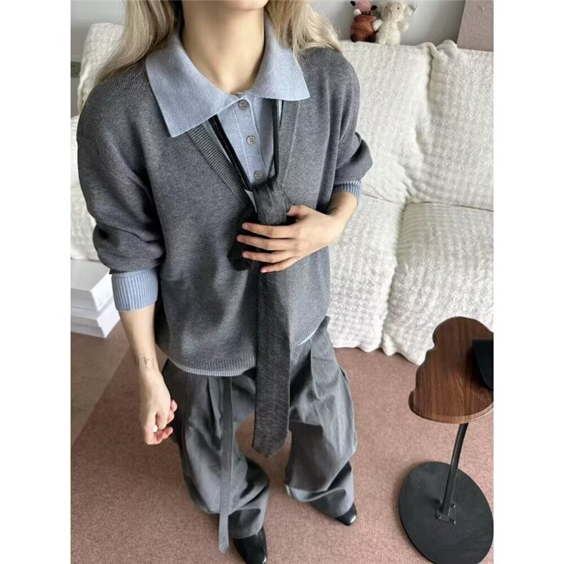 百搭新款气质假两件p0l0领毛衣针织衫MY2741P50，男装针织衫/毛衣，星座513A