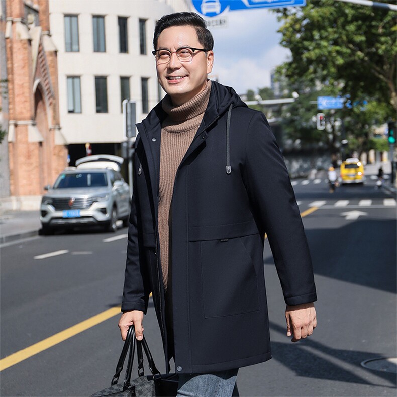 中年男士加厚保暖羽绒服冬季新款男装商务休闲连帽爸爸装上衣外套，男装羽绒服，电商B212（原钱塘6029）