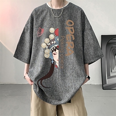 中国风短袖T恤男夏季薄款2025新款衣服大码潮牌圆领宽松半袖体恤，男装T恤，电商A040