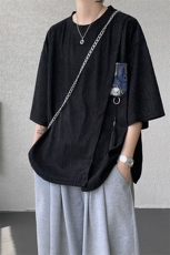 T10121-特批30控58百搭小熊吊坠冰丝短袖T恤夏季新款高品质大码，男装T恤，电商A059
