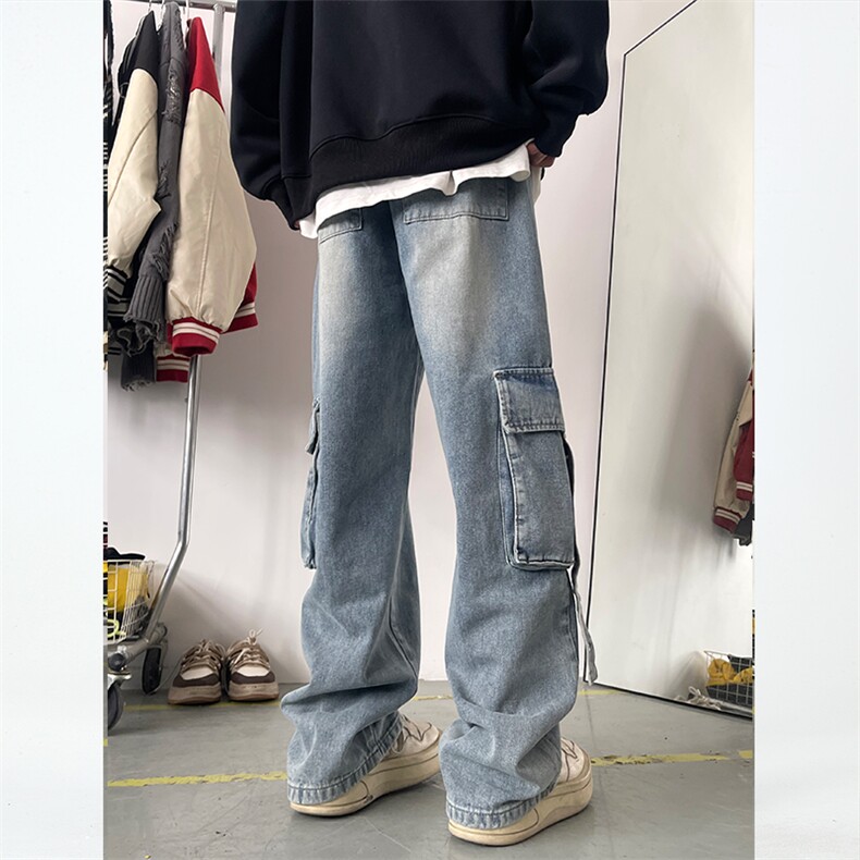 N102-P68重工设计牛仔裤男女同款休闲水洗牛仔裤,男装牛仔裤,电商B327