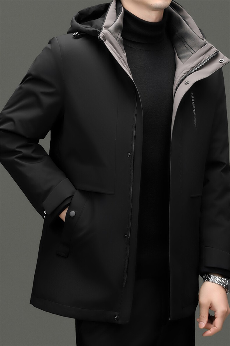 YR89005新品主推90绒子商务羽绒服拼兔毛内胆脱卸羽绒内胆活帽,男装羽绒服,钱塘207-1
