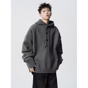 抖音得物 保暖立领拉链针织外套秋冬宽松慵懒风纯色毛衣上衣AM047图片
