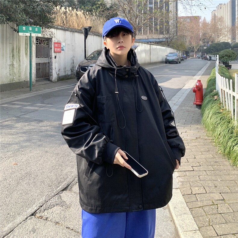 1克莱因蓝冲锋衣男外套男中性风宽松抽绳装饰连帽JK7569P75控99，女装短外套，星座226-2