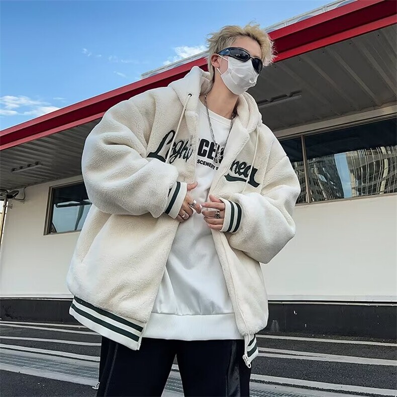 美式刺绣羊羔毛棉衣男冬季加厚保暖棉袄外套LW69P58,男装棉衣,星座1116-2