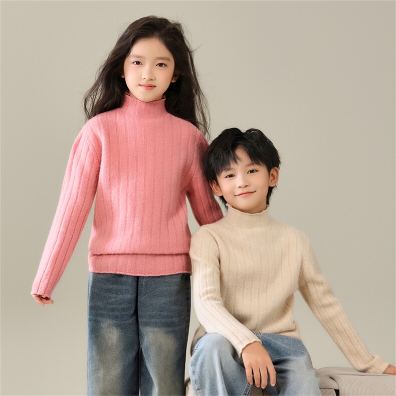 2025秋冬新款女羊绒衫100%纯羊绒高领简约套衫纯色简约羊绒打底衫,童装儿童羊毛衫,暖钟情羊绒