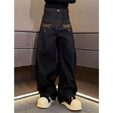 网图轻奢男装春季休闲裤黑牛立体弯刀牛仔裤宽松A025-CN6416-P60，男装牛仔裤，电商A025