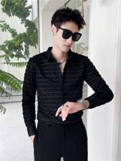 301A-1/H502/P55男士秋季新款韩版修身纯色长袖衬衫男工艺款衬衣，男装衬衫，星座301A-1