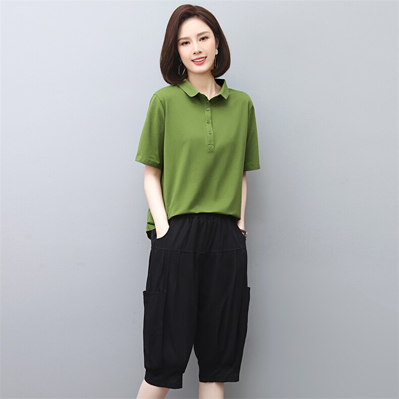 时尚休闲套装女夏2023新款宽松洋气减龄短袖T恤休闲裤两件套,女装套装/套裙,涵誉