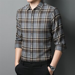中年男装长袖衬衫男士中老年人爸爸装春装薄款休闲衬衣春秋季,男长棉马甲怎么搭配什么裤子图片