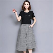 腰薄款短裤格子半身裙2025年夏季不规则文艺休闲时尚潮流舒适，女装半身裙，风姿绰