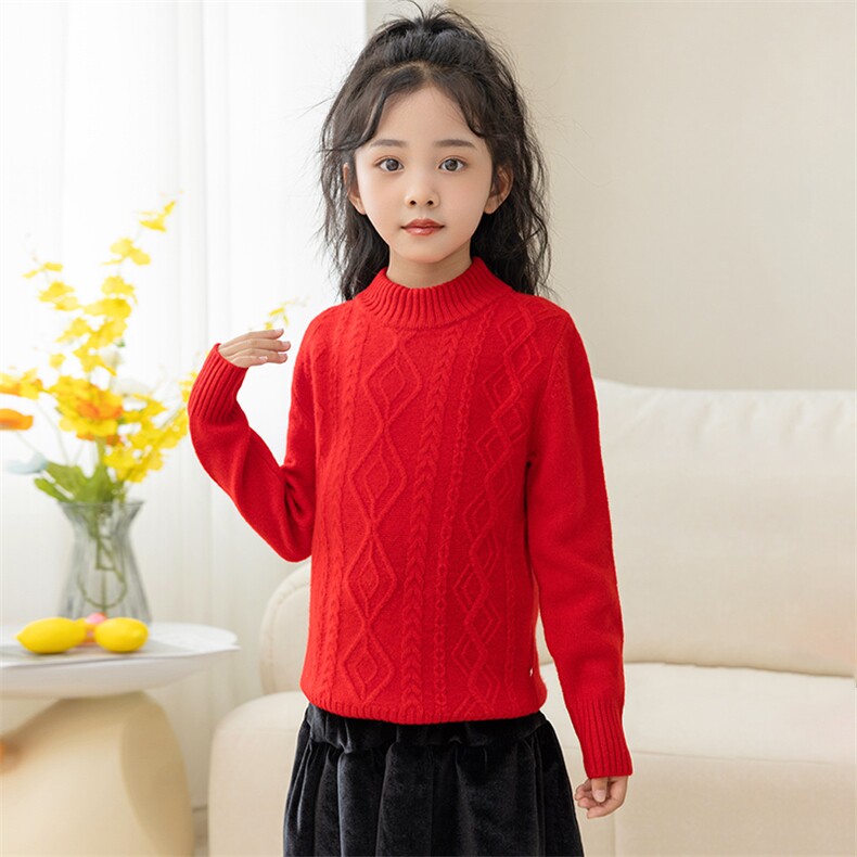 时尚儿童羊毛衫男童女童秋冬新款保暖加厚半高领针织衫宝宝毛衣，童装儿童羊毛衫，冰晶童装