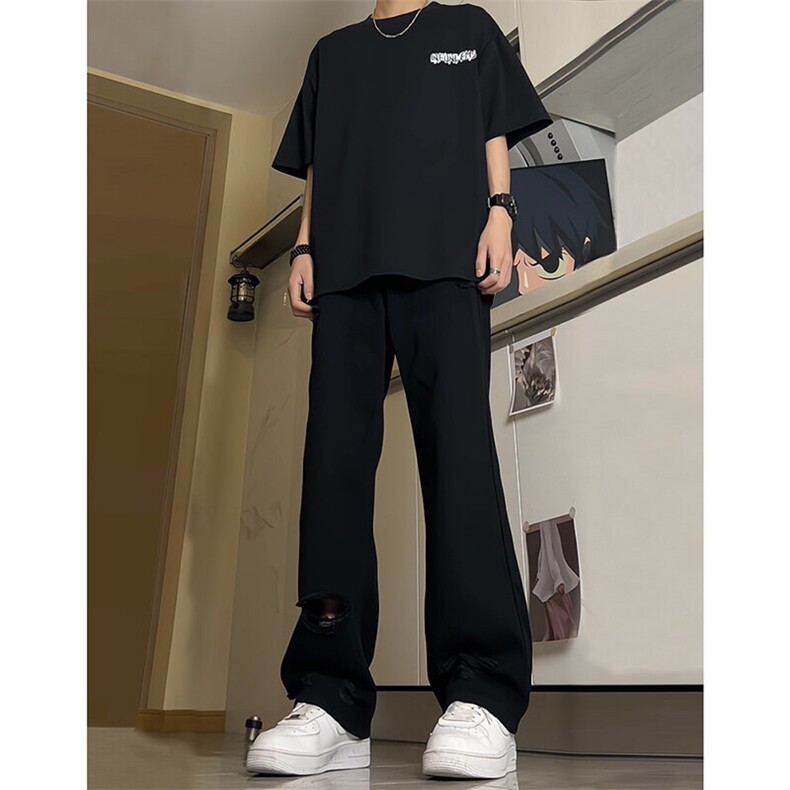 现货 夏季显瘦破洞设计感宽松直筒高街薄款休闲牛仔裤K5802-特P35图片