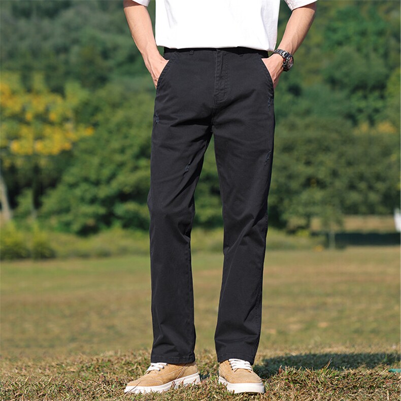 四季款男士纯棉高端休闲裤宽松直筒商务中青年爸爸装长裤子,男装休闲裤,星座914