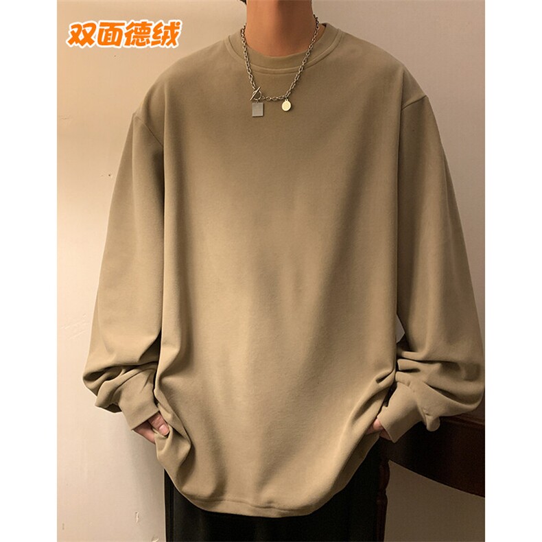 冬款纯色潮牌复古圆领内搭打底衫保暖双面德绒长袖T恤T21658-P38,男装T恤,电商A001-1