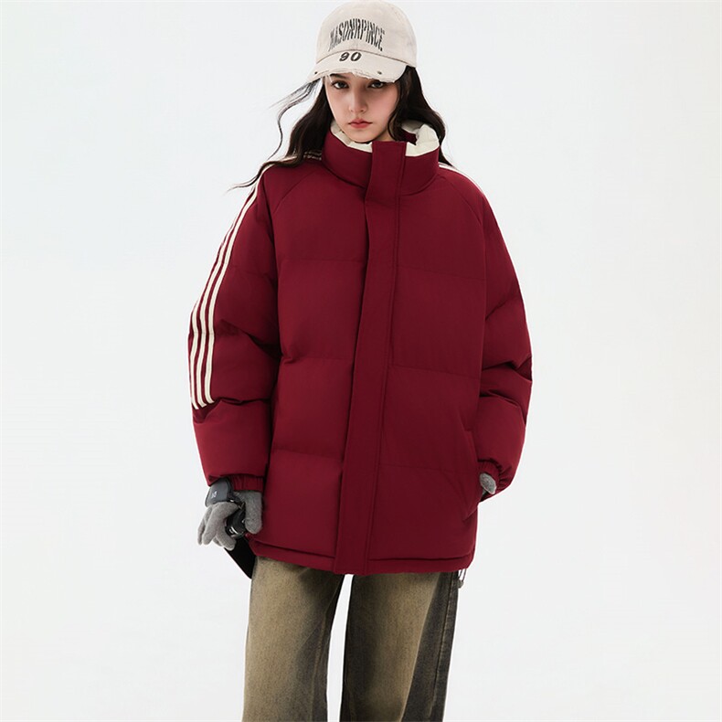 ！冬季条纹五防立领加绒加厚棉衣情侣撞色棉服外套MY7777-P68图片