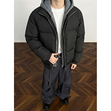 现货高品质重磅工艺美式高街假两件PU皮棉衣男女加厚棉服外套，男装棉衣，电商A486