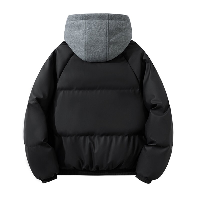 现货高品质重磅工艺美式高街假两件PU皮棉衣男女加厚棉服外套,男装棉衣,电商A486