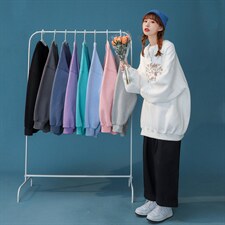 中性风2026秋季新款趣味印花圆领套头情侣卫衣-W177P30控48--，男装卫衣，A247A