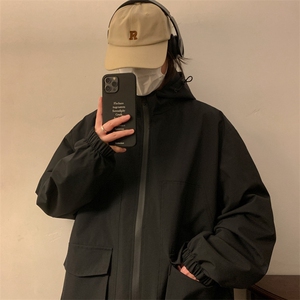 新款连帽冲锋衣夹克男港风纯色潮流休闲外套JK2301-P68图片
