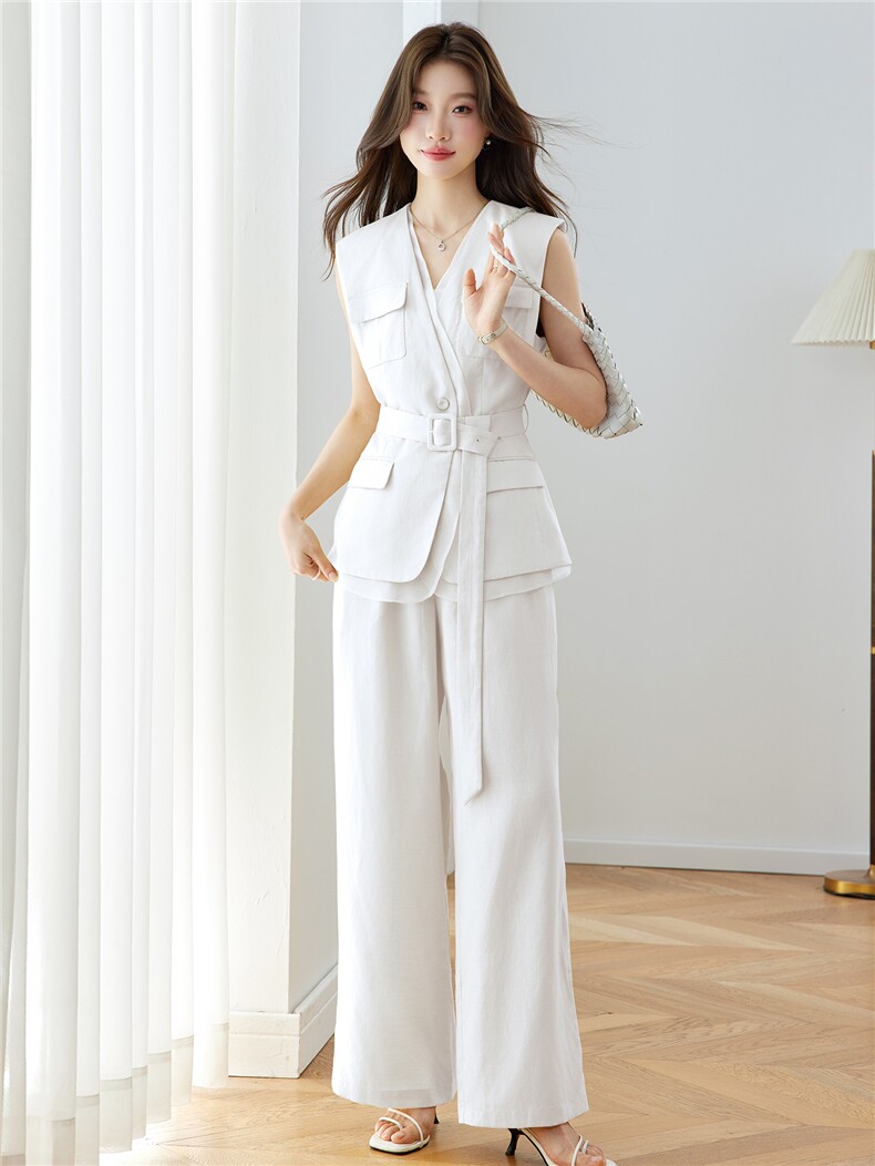 时尚套装女2026年夏季新款时尚绣花气质女人味天丝麻时髦两件套潮,女装套装/套裙,拾衣