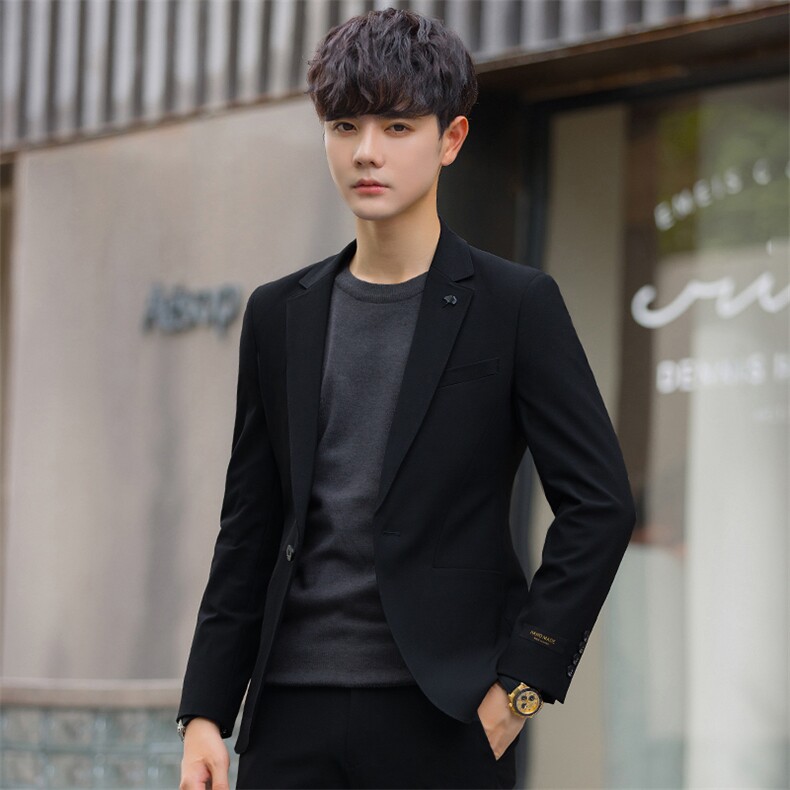 2025春秋季款男西服套装青少年韩版简约时尚休闲两件套313P230，男装西服套装，电商A355（原A415）