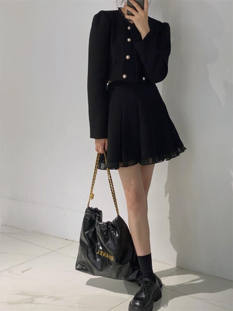 小香百褶裙套装，女装职业装，驿谷