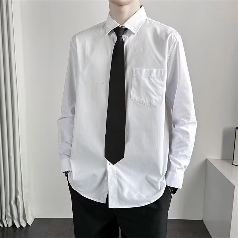 [006]衬衫男长袖宽松衬衣领带休闲青少年外套A079-CS2203-P25,男装衬衫,电商A079