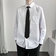 [006]衬衫男长袖宽松衬衣领带休闲青少年外套A079-CS2203-P25，男装衬衫，电商A079
