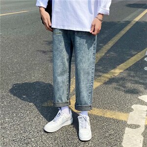 新款牛仔裤子男士潮牌韩版潮流直筒宽松百搭老爹休闲长裤nk18-p35图片