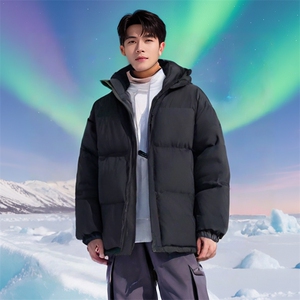 MY02男女休闲连帽75D双径双纬雪尼尔带帽棉服棉衣外套加厚保暖潮图片