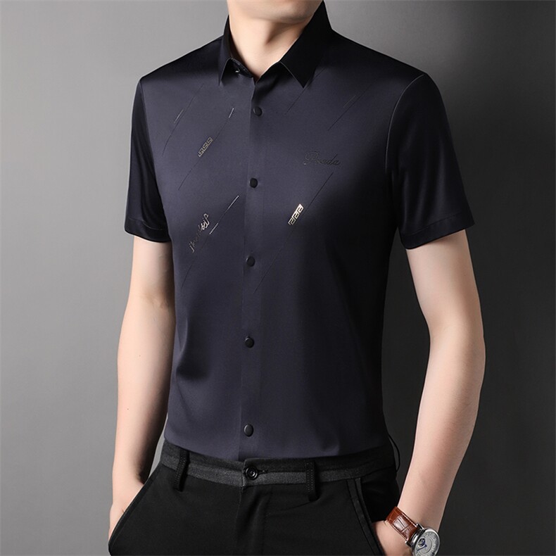 男士2023年夏季新款百搭无痕衬衫男短袖休闲时尚衬衣男装，男装衬衫，电商B360