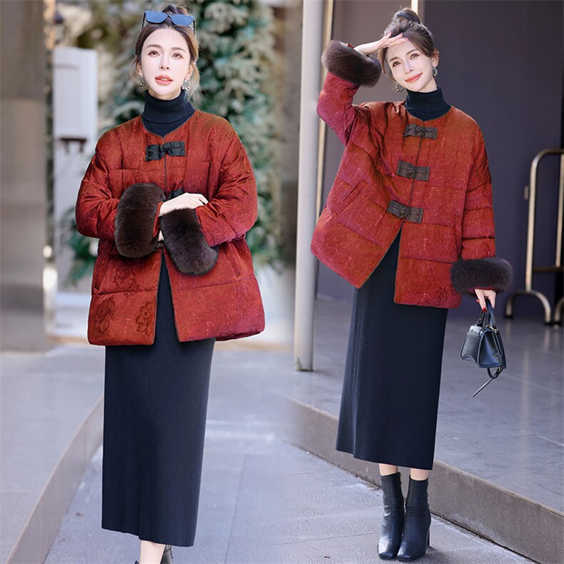 2025冬装新款时尚简约气质G风提花羽绒服,女装羽绒服,歌伊格美