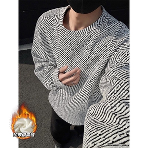 520g高克重雪尼尔斜纹加绒银狐绒长袖卫衣男W5064J加绒-特P40控78,男装卫衣,电商A001-1