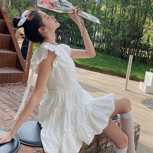 现货夏日甜美初恋飞飞袖连衣裙293-025图片