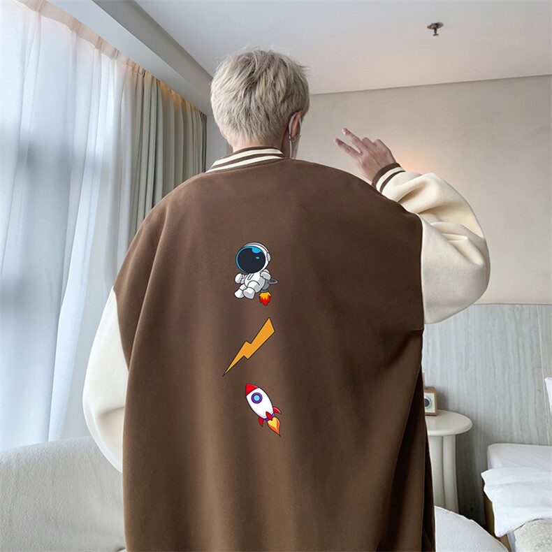 摇粒绒棒球服男大码开衫卫衣男夹克BF86165-P65,男装夹克,电商A040