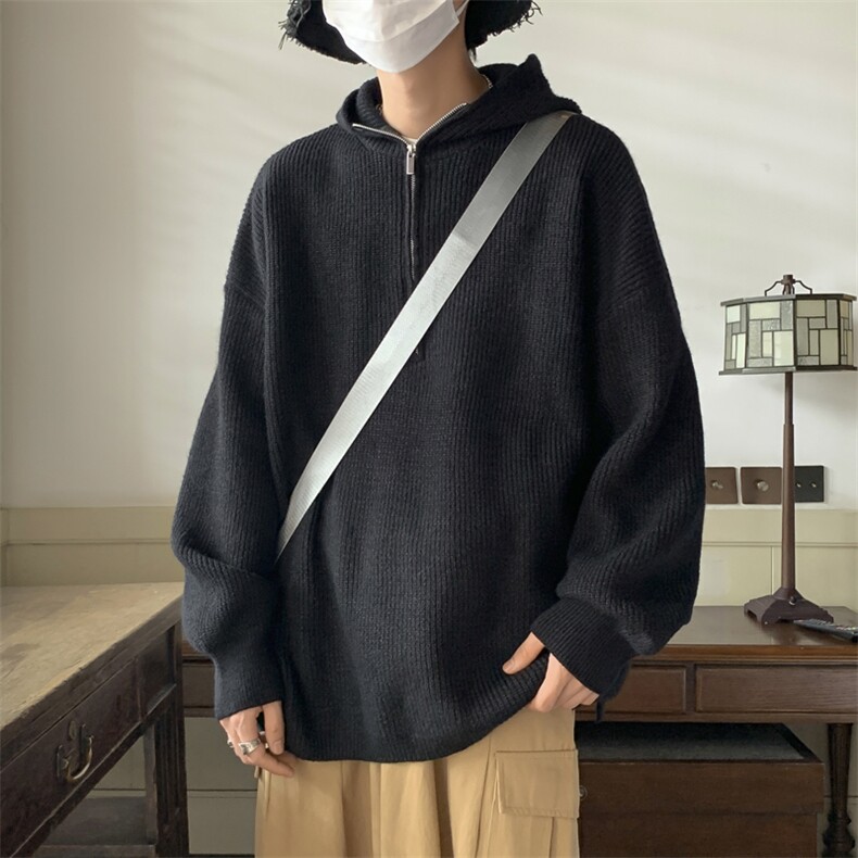 秋冬男套头半拉链连帽毛衣宽松针织衫外套M3611-P65,男装针织衫/毛衣,星座1212
