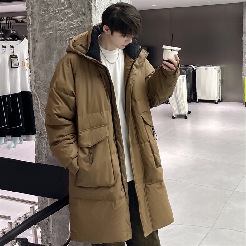 羽绒服男冬季新款港风宽松长款连帽白鸭绒外套YR928-P180(控价208,男装羽绒服,星座214-3