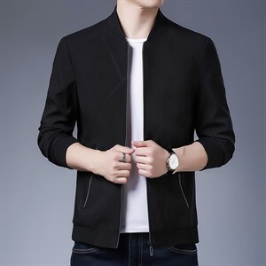 男士外套春秋季2023新款宽松免烫棒球领夹克中年商务休闲上衣服图片