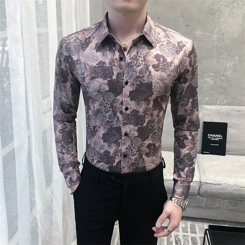 312A-5-288-P55长袖高级感秋季休闲英伦发型师韩版纯色男士衬衣,男装衬衫,星座312A-5