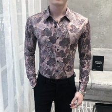 312A-5-288-P55长袖高级感秋季休闲英伦发型师韩版纯色男士衬衣，男装衬衫，星座312A-5