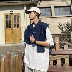 流行西装领男文艺潮流拼接简约ins日系马甲M8008P43，男装背心/马甲，星座1116-2