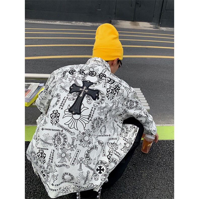 潮牌设计感夹克秋季美式街头男士工装宽松痞帅牛仔外套JK1087-P85,男装夹克,星座1103-3