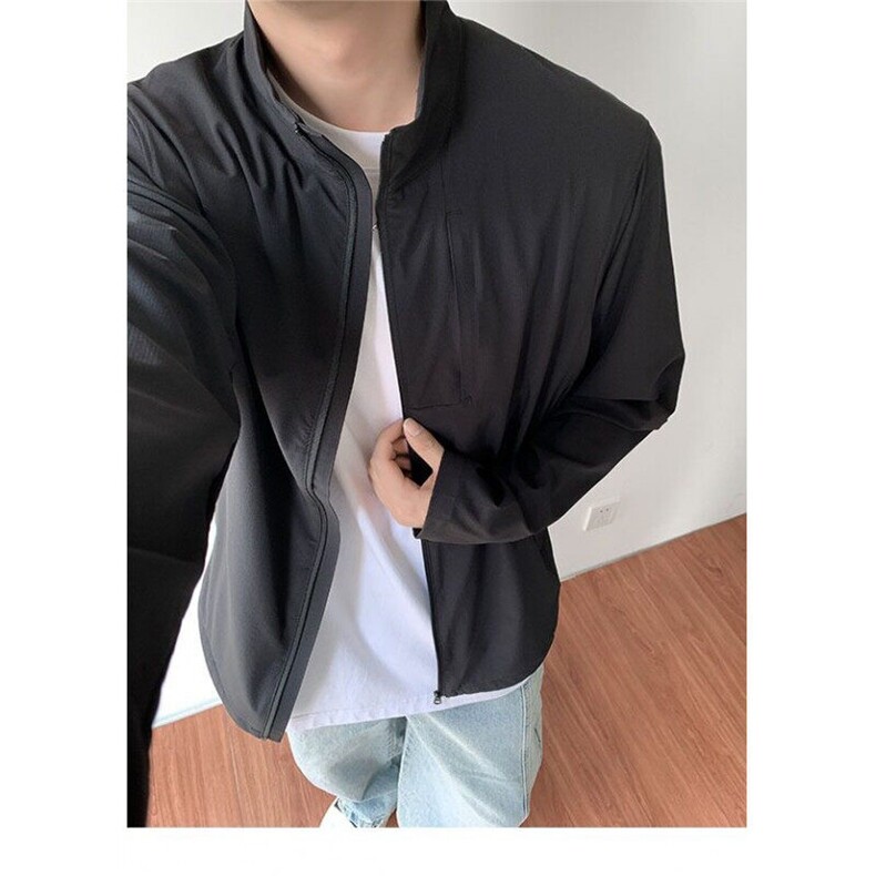 灰色立领防晒外套男女夏季薄款户外炸街防晒衣高级感美式速干夹克,男装防晒衣,星座601-1