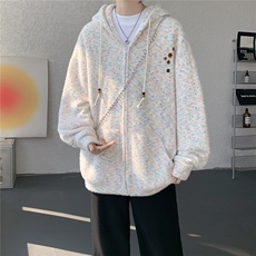 渐变彩虹连帽针织开衫卫衣大码软糯慵懒毛衣外套LS201-特P52-控98，男装针织衫/毛衣，电商B215