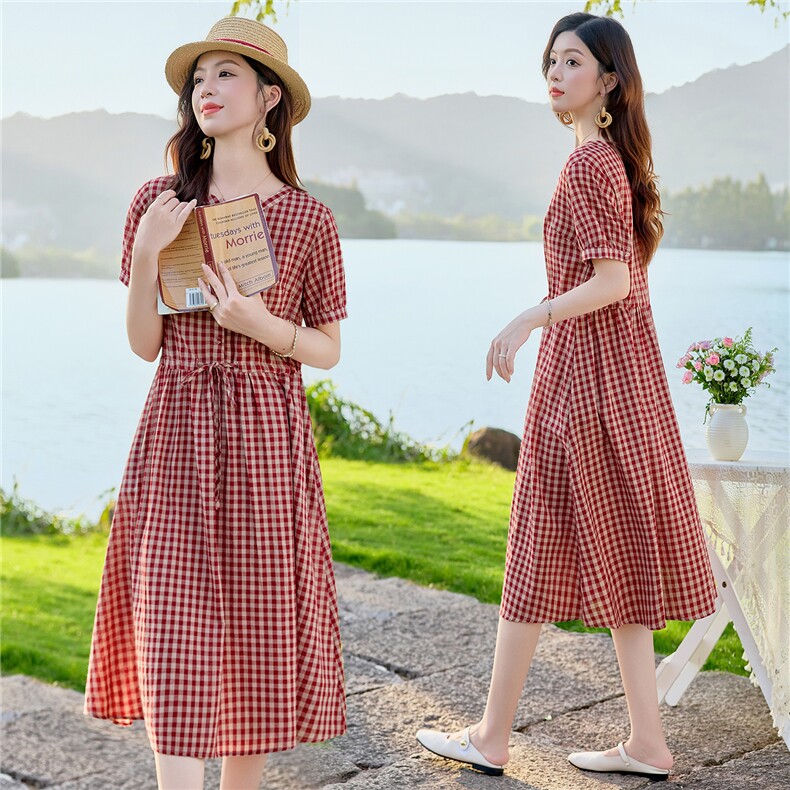 6303时尚显瘦格纹连衣裙，女装连衣裙，倪叶myz