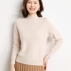 2024秋冬新款羊绒女士7针马鞍肩半高领35%羊绒衫，女装羊绒衫，纳丰羊绒