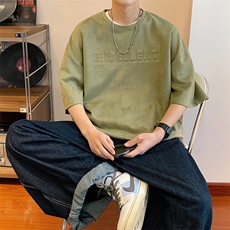 DX501P30港风重磅麂皮绒短袖美式高街t恤男大码半袖男，男装T恤，星座1204-3